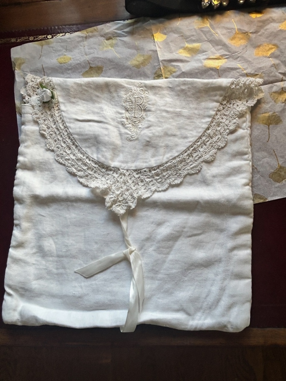 Antique Pillow Cover Monogram B Vintage Bedroom Pillow Cover Daisy 100% Cotton